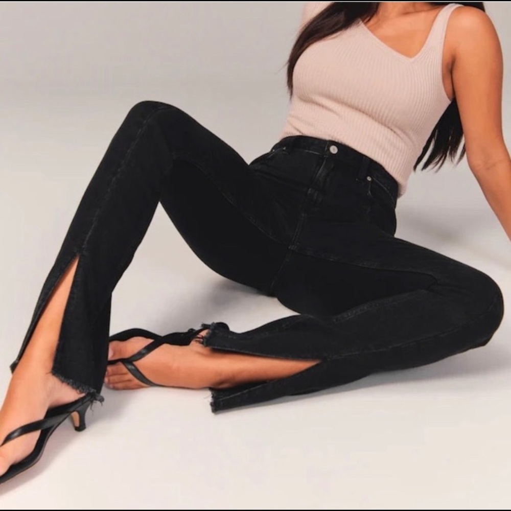 A&F high rise split hem skinny jean
